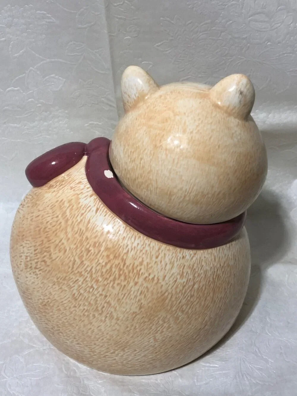 Vintage Treasure Craft Ginger Cat Cookie Jar w/ Flower by Susan Marie